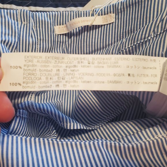 NEW Zara Trafaluc Sz S Blue Striped Off the Shoulder 3/4 Sleeve Blouse - Picture 11 of 11